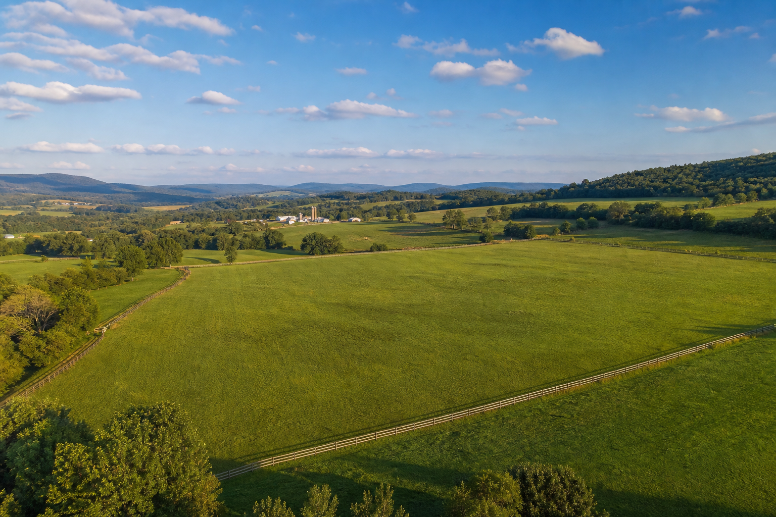 Aerial view of open Pennsylvania farmland suitable for solar development